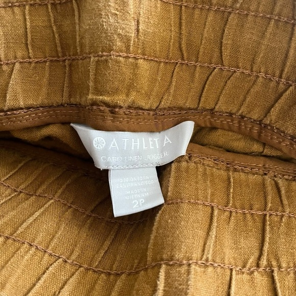 Athleta Cabo Linen Jogger Pants | Golden Mustard | Size 2P Petite linen women’s - Picture 3 of 11